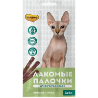 Мнямс лакомство для кошек мясные палочки, утка, кролик