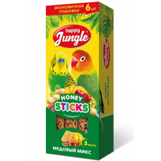 Happy Jungle Палочки для птиц медовый микс 3 вкуса 6 шт