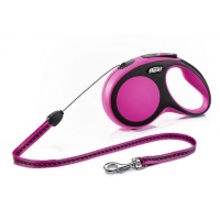 FLEXI New Comfort S Cord 5 m Поводок-рулетка, трос, черный/розовый, до 12 кг