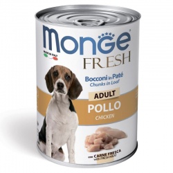 Monge Dog Fresh Chunks in Loaf консервы для собак мясной рулет курица 400г