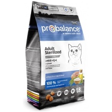 Probalance корм сухой для стерилиз кошек и кастр котов, курица с рисом