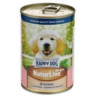 ХэппиДог Natur Line Консервы для щенков, Ягненок с печенью, сердцем и рисом, 0,410 кг 72240