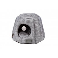 SCRUFFS Лежак-домик для кошек "Knightsbridge Cat Igloo", экокожа, серый, 48x48x38см