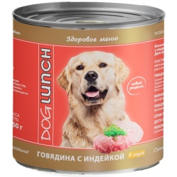 Dog Lunch консервы для собак Говядина с индейкой в соусе