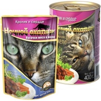 Ночной Охотник консервы для кошек кусочки в желе Кролик и Сердце